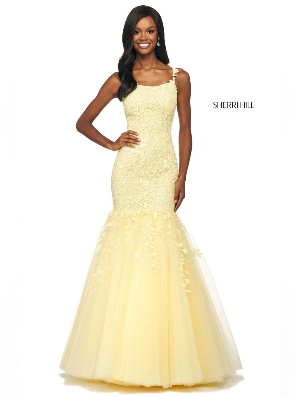 SherriโHill 53826 Yellow Ball Gown Size 18